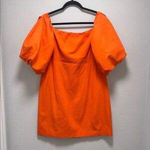 MNG Orange Puff Sleeve Women’s Dress Size 10
